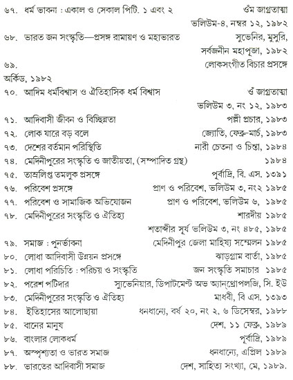 A list of books & articals by Prabodh Bhowmick
