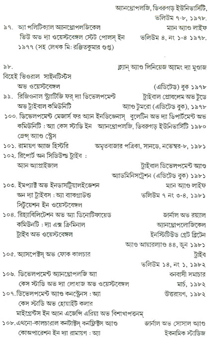 A list of books & articals by Prabodh Bhowmick