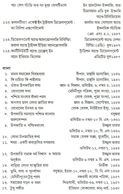 A list of books & articals by Prabodh Bhowmick