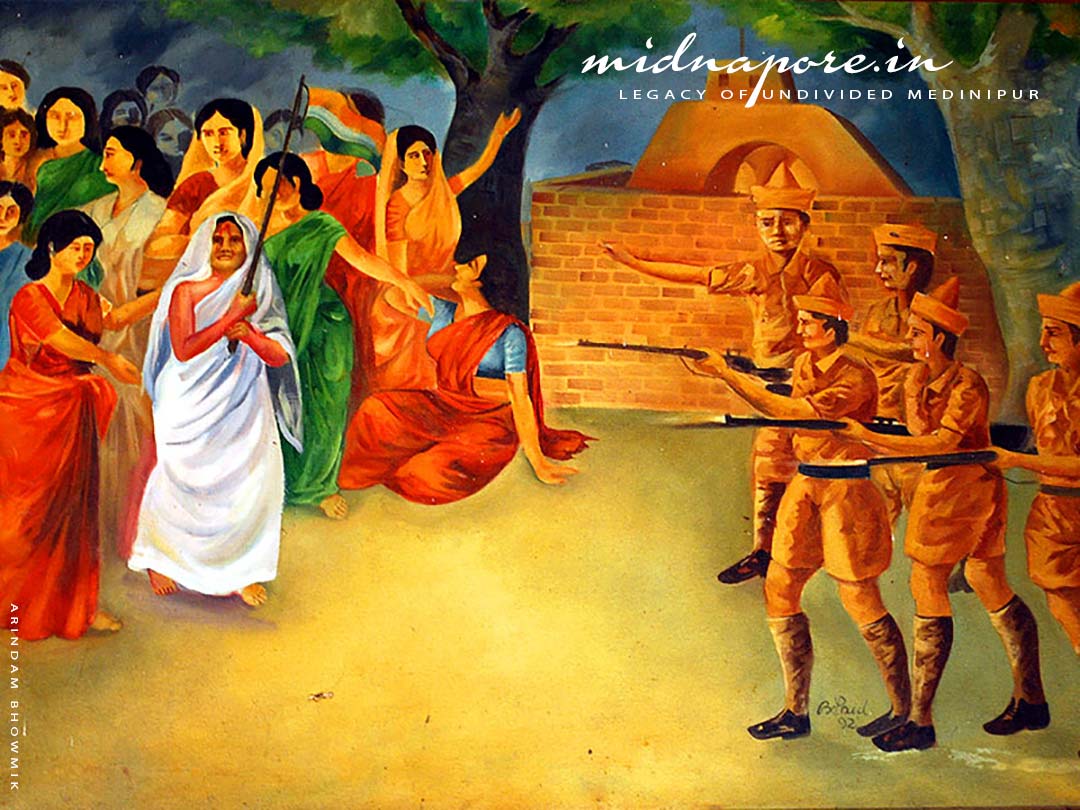 Painting of the incident of 29th September 1942, preserved at “Smriti Soudha” (Nimtouri, Tamluk)